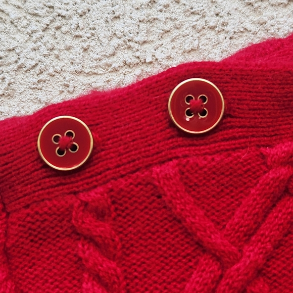 TALBOTS Women's Sweater Small Petite Red Lambswool Blend Cable Knit Pullover - Picture 5 of 10